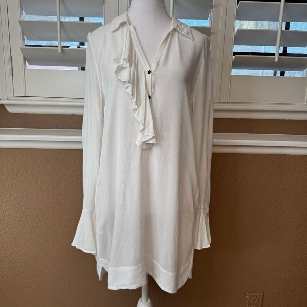 Free People Size S Ruffle Tunic Top White Renaissance Cosplay Pirate Victorian